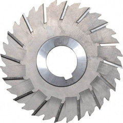 Made in USA - 4" Blade Diam x 5/32" Blade Thickness, 1" Hole, 32 Teeth, High Speed Steel Side Chip Saw - Staggered Tooth, Arbor Connection, Right Hand Cut, Uncoated, with Keyway - Americas Industrial Supply