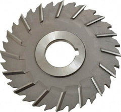 Made in USA - 4" Blade Diam x 3/16" Blade Thickness, 1" Hole, 32 Teeth, High Speed Steel Side Chip Saw - Staggered Tooth, Arbor Connection, Right Hand Cut, Uncoated, with Keyway - Americas Industrial Supply