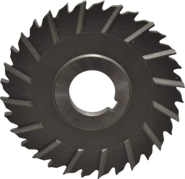 Made in USA - 4" Blade Diam x 1/4" Blade Thickness, 1" Hole, 32 Teeth, High Speed Steel Side Chip Saw - Staggered Tooth, Arbor Connection, Right Hand Cut, Uncoated - Americas Industrial Supply