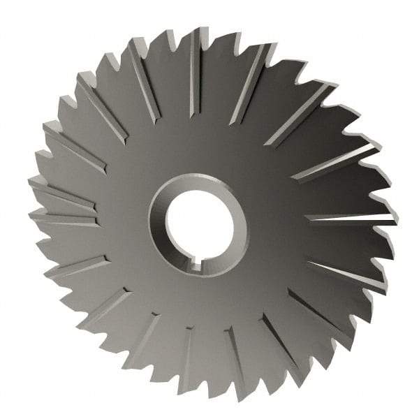 Made in USA - 5" Blade Diam x 1/4" Blade Thickness, 1" Hole, 36 Teeth, High Speed Steel Side Chip Saw - Staggered Tooth, Arbor Connection, Right Hand Cut, Uncoated, with Keyway - Americas Industrial Supply