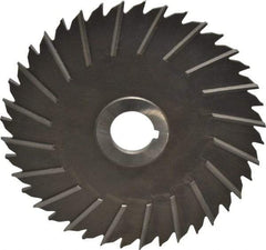 Made in USA - 6" Blade Diam x 3/16" Blade Thickness, 1" Hole, 40 Teeth, High Speed Steel Side Chip Saw - Staggered Tooth, Arbor Connection, Right Hand Cut, Uncoated, with Keyway - Americas Industrial Supply