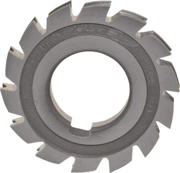 Made in USA - 1/16" Radius, 1/8" Circle Diam, 2-1/4" Diam x 0.26" Wide Cut, High Speed Steel Concave Radius Cutter - 2-1/4" OAL, Arbor Connection, Uncoated, Form Relieved, 10 Teeth - Americas Industrial Supply