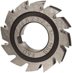 Made in USA - 1/8" Radius, 1/4" Circle Diam, 2-1/2" Diam x 0.445" Wide Cut, High Speed Steel Concave Radius Cutter - 2-1/2" OAL, Arbor Connection, Uncoated, Form Relieved, 10 Teeth - Americas Industrial Supply