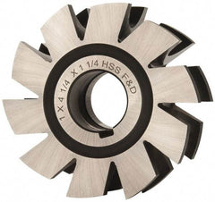 Made in USA - 1/2" Radius, 1" Circle Diam, 4-1/4" Diam x 1.572" Wide Cut, High Speed Steel Concave Radius Cutter - 4-1/4" OAL, Arbor Connection, Uncoated, Form Relieved, 10 Teeth - Americas Industrial Supply