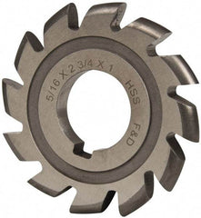 Made in USA - 5/32" Radius, 5/8" Circle Diam, 2-3/4" Cutter Diam, Arbor Connection, Convex Radius Cutter - High Speed Steel, Uncoated, Form Relieved, 12 Teeth - Americas Industrial Supply