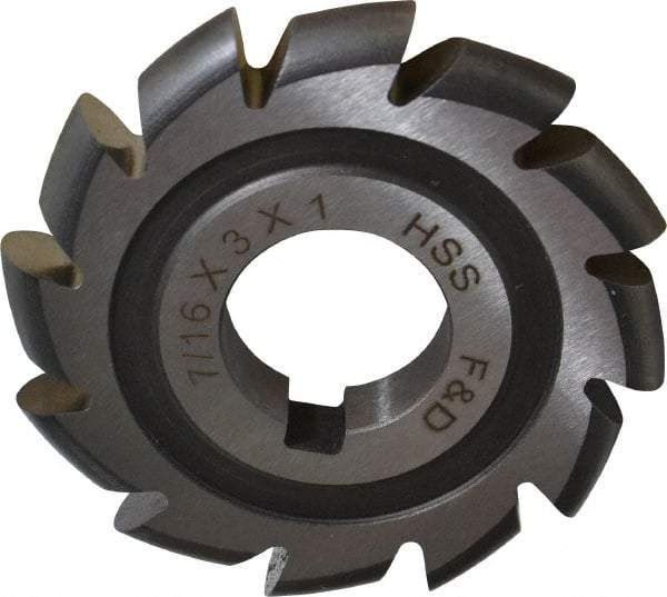 Made in USA - 7/32" Radius, 7/16" Circle Diam, 3" Cutter Diam, Arbor Connection, Convex Radius Cutter - High Speed Steel, Uncoated, Form Relieved, 12 Teeth - Americas Industrial Supply