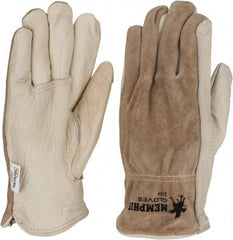 MCR Safety - Size M (8) Split Back/Grain Palm Cowhide General Protection Work Gloves - For Work & Driver, Uncoated, Full Fingered, Cream/Black/Brown, Paired - Americas Industrial Supply