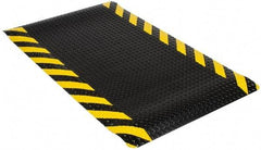 Wearwell - 5' Long x 3' Wide, Dry Environment, Anti-Fatigue Matting - Black with Yellow Chevron Borders, Vinyl with Nitrile Blend Base, Beveled on 4 Sides - Americas Industrial Supply