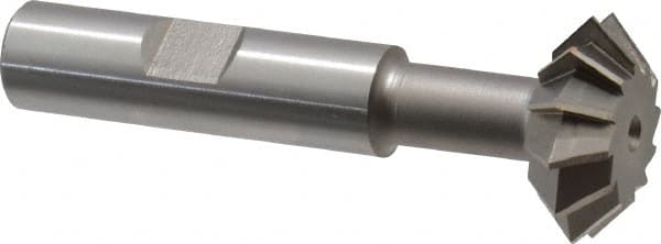 Made in USA - 1° 1" Cut Diam, 3/8" Cut Width, 1/2" Shank, High Speed Steel Double-Angle Cutter - Americas Industrial Supply