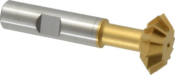 Made in USA - 1° 1" Cut Diam, 3/8" Cut Width, 1/2" Shank, High Speed Steel Double-Angle Cutter - Americas Industrial Supply