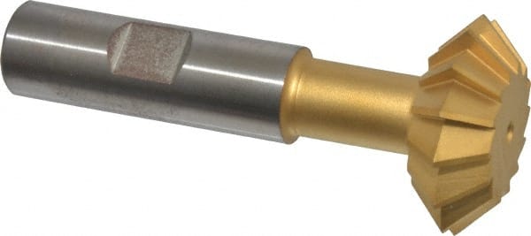 Made in USA - 1-3/8° 1-3/8" Cut Diam, 1/2" Cut Width, 5/8" Shank, High Speed Steel Double-Angle Cutter - Americas Industrial Supply