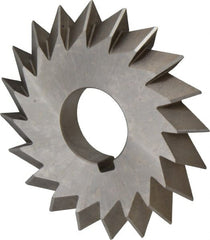 Made in USA - 4° 4" Cut Diam, 1/2" Cut Width, 1-1/4" Arbor, High Speed Steel Double-Angle Cutter - Americas Industrial Supply