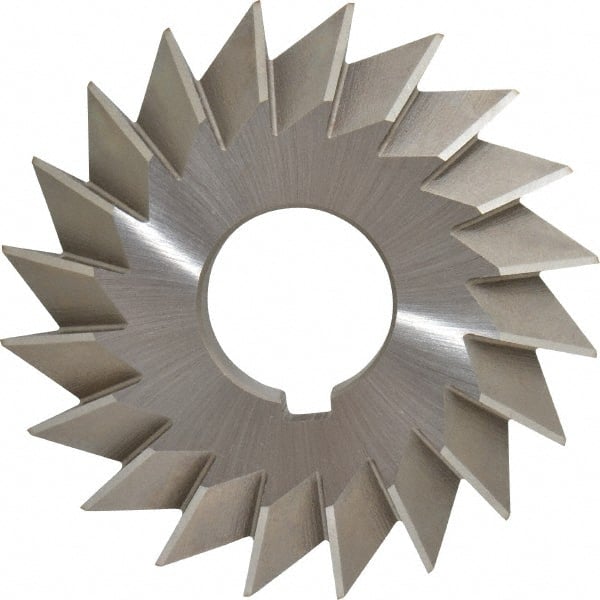 Made in USA - 4° 4" Cut Diam, 3/4" Cut Width, 1-1/4" Arbor, High Speed Steel Double-Angle Cutter - Americas Industrial Supply