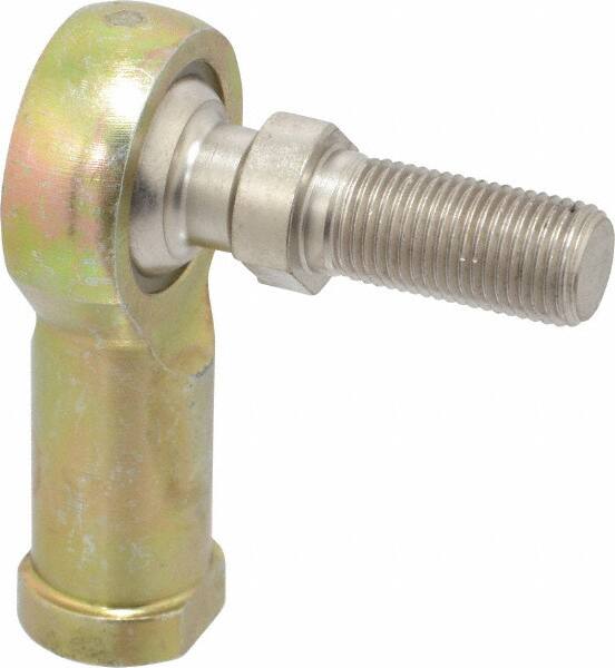 Alinabal - 1/2" ID, 1.3333" Max OD, 6,400 Lb Max Static Cap, Spherical Rod End - 1/2-20 RH, 3/4" Shank Diam, 1-3/16" Shank Length, Steel with Molded Nyloy Raceway - Americas Industrial Supply