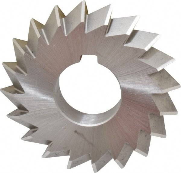 Made in USA - 2-3/4° 2-3/4" Cut Diam, 1/2" Cut Width, 1" Arbor, High Speed Steel Double-Angle Cutter - Americas Industrial Supply