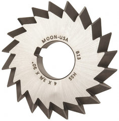 Made in USA - 4° 4" Cut Diam, 3/4" Cut Width, 1-1/4" Arbor, High Speed Steel Double-Angle Cutter - Americas Industrial Supply