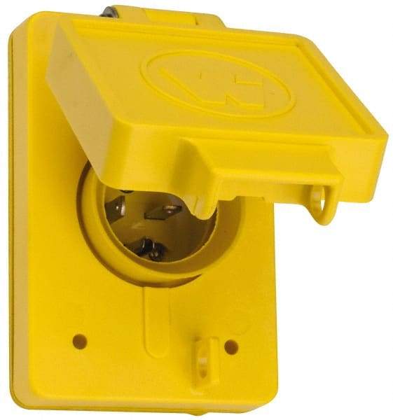 Value Collection - 125 VAC, 20 Amp, 5-20P NEMA, Ungrounded Receptacle - 2 Poles, 3 Wire, Male End, Yellow - Americas Industrial Supply