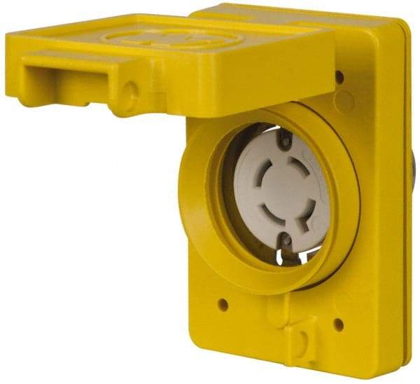 Value Collection - 480 VAC, 20 Amp, L16-20R NEMA, Self Grounding Receptacle - 3 Poles, 3 Wire, Female End, Yellow - Americas Industrial Supply