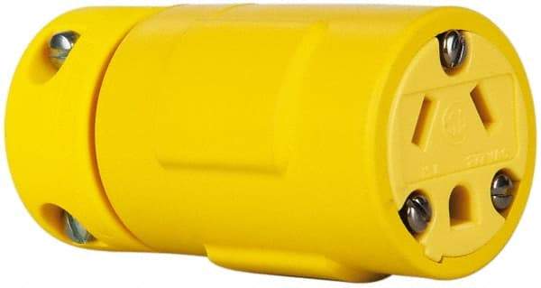 Value Collection - 277 VAC, 15 Amp, 7-15 NEMA, Straight, Ungrounded, Industrial Grade Connector - 2 Pole, 3 Wire, Rubber, Yellow - Americas Industrial Supply