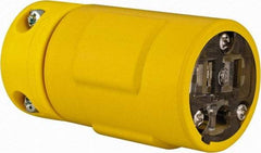 Value Collection - 125 VAC, 15 Amp, 5-15 NEMA, Straight, Ungrounded, Industrial Grade Connector - 2 Pole, 3 Wire, 1 Phase, Rubber, Yellow - Americas Industrial Supply