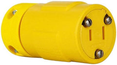 Value Collection - 125 VAC, 15 Amp, 1-15R NEMA, Straight, Ungrounded, Industrial Grade Connector - 2 Pole, 2 Wire, 1 Phase, Rubber, Yellow - Americas Industrial Supply