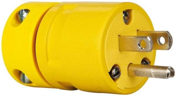 Value Collection - 125 VAC, 15 Amp, 5-15 NEMA, Straight, Ungrounded, Industrial Grade Plug - 2 Pole, 3 Wire, 1 Phase, Rubber, Yellow - Americas Industrial Supply