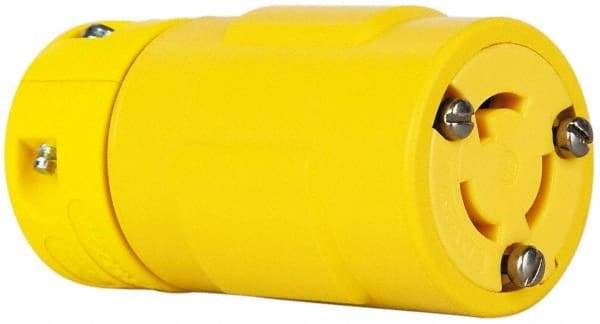 Value Collection - 125 VAC, 15 Amp, L5-15 NEMA, Straight, Ungrounded, Industrial Grade Connector - 2 Pole, 3 Wire, 1 Phase, Rubber, Yellow - Americas Industrial Supply