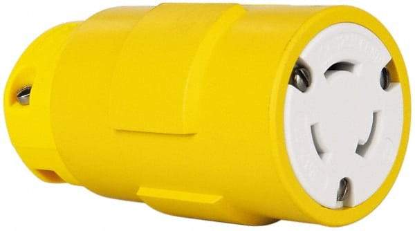 Value Collection - 125 VAC, 20 Amp, L5-20 NEMA, Straight, Ungrounded, Industrial Grade Connector - 2 Pole, 3 Wire, 1 Phase, Rubber, Yellow - Americas Industrial Supply