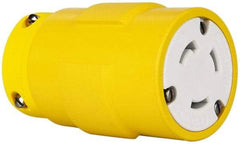 Value Collection - 125 VAC, 30 Amp, L5-30 NEMA, Straight, Ungrounded, Industrial Grade Connector - 2 Pole, 3 Wire, 1 Phase, Rubber, Yellow - Americas Industrial Supply