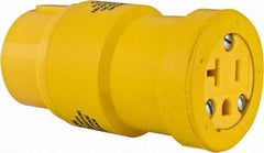 Woodhead Electrical - 1 Outlet, 125 VAC, 20 Amp, Yellow, Single Outlet Adapter - 5-20 NEMA Configuration, CSA Certified, CSA File LR6837, UL File E10176 - Americas Industrial Supply