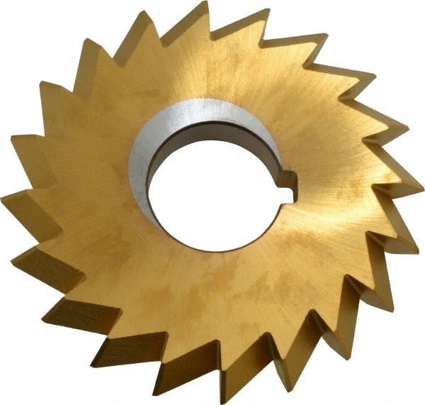 Made in USA - 4° 4" Cut Diam, 1/2" Cut Width, 1-1/4" Arbor, High Speed Steel Double-Angle Cutter - Americas Industrial Supply