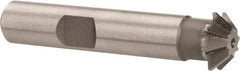 Made in USA - 1/2" Diam x 1/8" Width of Cut, 45° Included Angle, Shank Connection, High Speed Steel Single Angle Cutter - 3/8" Shank Diam, 2-1/8" Overall Length, Right Hand Cut, Uncoated - Americas Industrial Supply