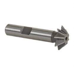 Made in USA - 3/4" Diam x 3/16" Width of Cut, 45° Included Angle, Shank Connection, High Speed Steel Single Angle Cutter - 3/8" Shank Diam, 2-1/8" Overall Length, Right Hand Cut, Uncoated - Americas Industrial Supply