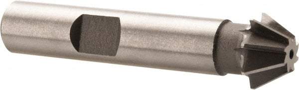 Made in USA - 1/2" Diam x 7/32" Width of Cut, 60° Included Angle, Shank Connection, High Speed Steel Single Angle Cutter - 3/8" Shank Diam, 2-1/8" Overall Length, Right Hand Cut, Uncoated - Americas Industrial Supply