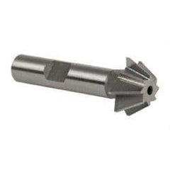 Made in USA - 3/4" Diam x 5/16" Width of Cut, 60° Included Angle, Shank Connection, High Speed Steel Single Angle Cutter - 3/8" Shank Diam, 2-1/8" Overall Length, Right Hand Cut, Uncoated - Americas Industrial Supply