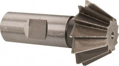 Made in USA - 1-1/2" Diam x 5/8" Width of Cut, 60° Included Angle, Shank Connection, High Speed Steel Single Angle Cutter - 3/4" Shank Diam, 2-3/4" Overall Length, Right Hand Cut, Uncoated - Americas Industrial Supply