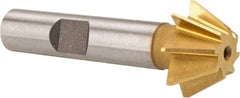 Made in USA - 3/4" Diam x 5/16" Width of Cut, 60° Included Angle, Shank Connection, High Speed Steel Single Angle Cutter - 3/8" Shank Diam, 2-1/8" Overall Length, Right Hand Cut, TiN Coated - Americas Industrial Supply