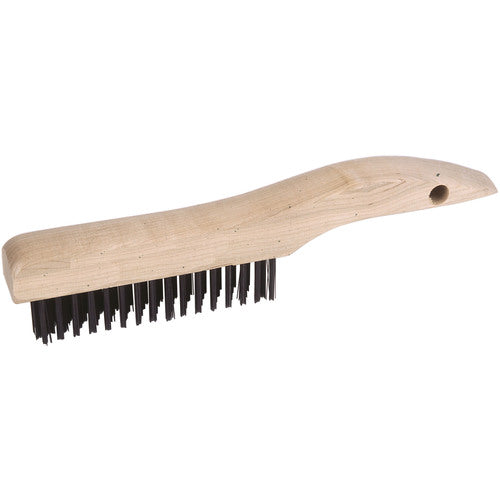 Hand Wire Scratch Brush, .012 Steel Wire Fill, 4 × 16 Rows, Plastic Handle - Americas Industrial Supply