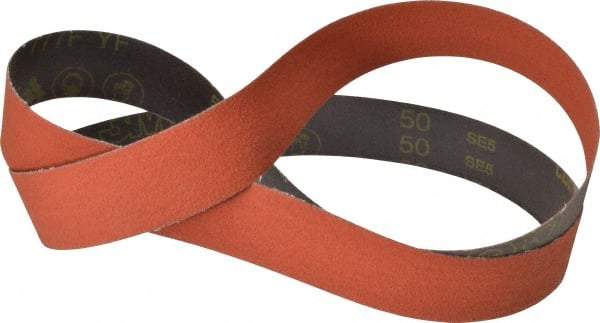 3M - 2" Wide x 72" OAL, 50 Grit, Ceramic Abrasive Belt - Ceramic, Coarse, Coated, YF Weighted Cloth Backing, Wet/Dry, Series 777F - Americas Industrial Supply