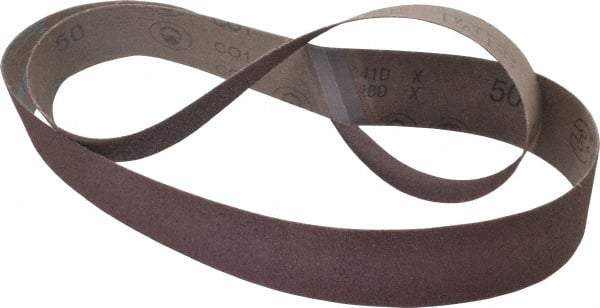 3M - 2" Wide x 60" OAL, 50 Grit, Aluminum Oxide Abrasive Belt - Aluminum Oxide, Coarse, Coated, X Weighted Cloth Backing, Series 241D - Americas Industrial Supply