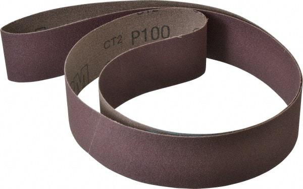 3M - 2" Wide x 60" OAL, 100 Grit, Aluminum Oxide Abrasive Belt - Aluminum Oxide, Fine, Coated, X Weighted Cloth Backing, Series 341D - Americas Industrial Supply