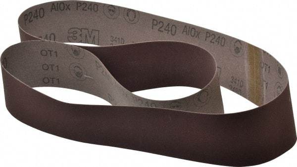 3M - 2-1/2" Wide x 60" OAL, 240 Grit, Aluminum Oxide Abrasive Belt - Aluminum Oxide, Very Fine, Coated, X Weighted Cloth Backing, Series 341D - Americas Industrial Supply