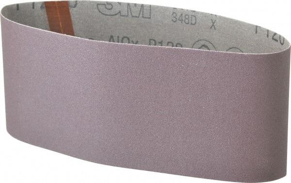 3M - 4" Wide x 21-3/4" OAL, 120 Grit, Aluminum Oxide Abrasive Belt - Aluminum Oxide, Fine, Coated, X Weighted Cloth Backing, Series 341D - Americas Industrial Supply