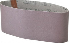 3M - 4" Wide x 21-3/4" OAL, 120 Grit, Aluminum Oxide Abrasive Belt - Aluminum Oxide, Fine, Coated, X Weighted Cloth Backing, Series 341D - Americas Industrial Supply