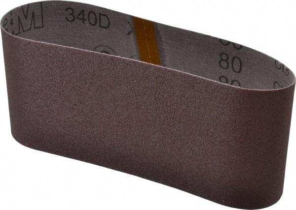 3M - 4" Wide x 21-3/4" OAL, 80 Grit, Aluminum Oxide Abrasive Belt - Aluminum Oxide, Medium, Coated, X Weighted Cloth Backing, Series 240D - Americas Industrial Supply