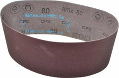 3M - 4" Wide x 24" OAL, 80 Grit, Aluminum Oxide Abrasive Belt - Aluminum Oxide, Medium, Coated, X Weighted Cloth Backing, Series 341D - Americas Industrial Supply