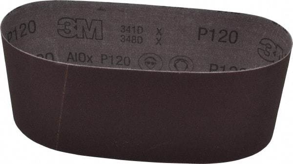 3M - 4" Wide x 24" OAL, 120 Grit, Aluminum Oxide Abrasive Belt - Aluminum Oxide, Fine, Coated, X Weighted Cloth Backing, Series 341D - Americas Industrial Supply