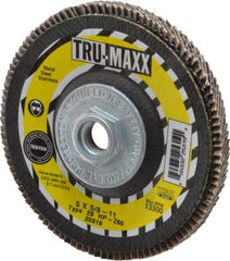 Tru-Maxx - 60 Grit, 5" Disc Diam, 5/8-11 Center Hole, Type 29 Zirconia Alumina Flap Disc - 12,200 Max RPM, Arbor Attaching System, Coated - Americas Industrial Supply