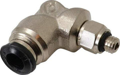 Alpha Technologies - 5mm Outside Diam, M5 Metric, Nickel Plated Brass Push-to-Connect Tube Male Swivel Elbow - 250 Max psi, Tube to Metric Thread Connection, Buna O-Ring - Americas Industrial Supply