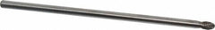 Made in USA - 1/4" Cut Diam, 1/4" Shank Diam, Oval Head Double Cut Burr - Carbide, Radius End, 3/8" LOC, 6" OAL - Americas Industrial Supply